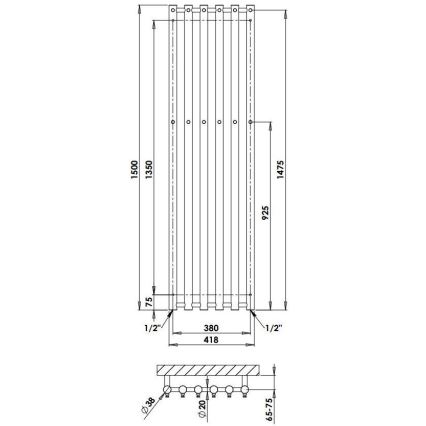 P.M.H. R2W/6 - Radiador toalheiro para casa de banho ROSENDAL, 525 W, 150 cm, branco