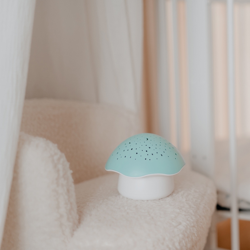 PABOBO - Projetor com melodia STAR MUSHROOM 3xAA azul