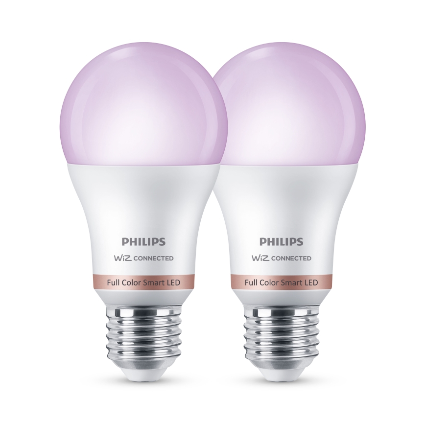 Pack de 2 lâmpadas LED RGB reguláveis Philips SMART A60 E27/8,5W/230V 2200-6500K