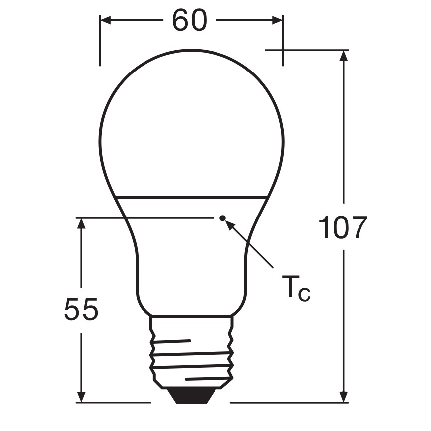 Pack 3x Lâmpadas LED A60 E27/8W/230V 3000K - Osram