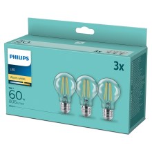 PACK 3x Lâmpadas LED VINTAGE Philips A60 E27/7W/230V 2,700K