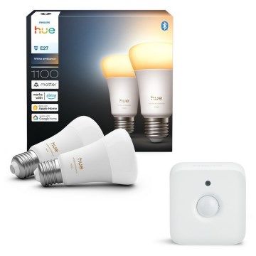 Pack com 2 lâmpadas LED dimerizáveis Philips Hue WHITE AMBIANCE E27/8,1W/230V 1000-20000K + sensor de movimento