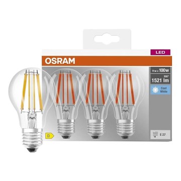 Pack com 3 lâmpadas LED BASE CLASSIC FILAMENT A60 E27/11W/230V 4000K - Osram