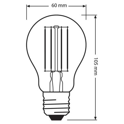 Pack com 3 lâmpadas LED BASE CLASSIC FILAMENT A60 E27/11W/230V 4000K - Osram