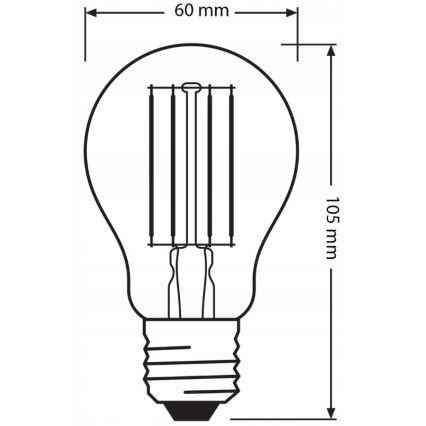 Pack com 3 lâmpadas LED Base Classic Filament A60 E27/7,5W/230V 4000K - Osram