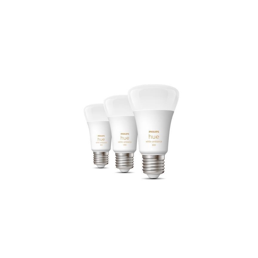 Conjunto de 3 lâmpadas LED dimerizáveis Philips Hue WHITE AMBIANCE A60 E27/6W/230V 2200-6500K