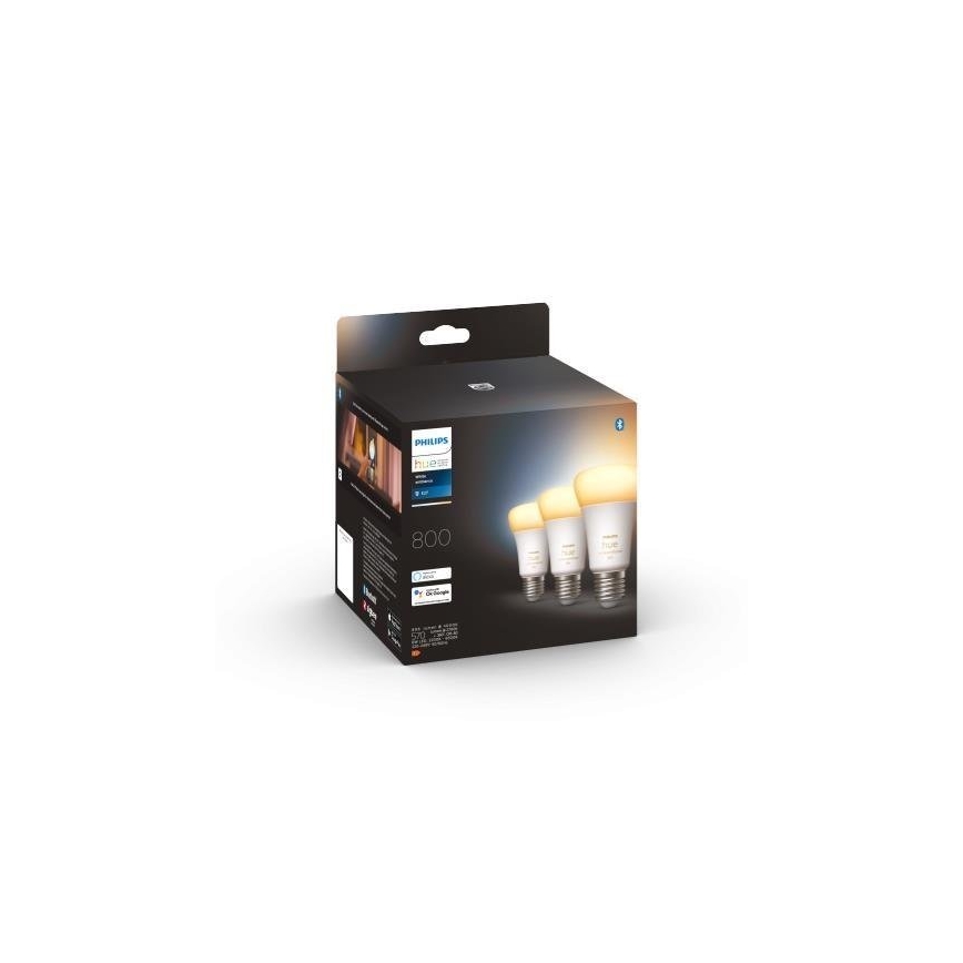Conjunto de 3 lâmpadas LED dimerizáveis Philips Hue WHITE AMBIANCE A60 E27/6W/230V 2200-6500K