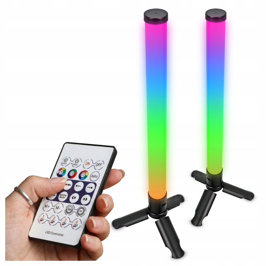 Pack de 2 candeeiros de secretária LED RGBIC dimerizáveis, LED/5W/5V, pretos + controlo remoto