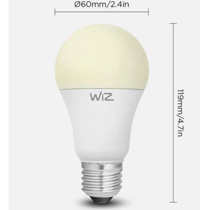 Pack de 2 lâmpadas LED reguláveis A60 E27/9W/230V 2700K Wi-Fi + controlo remoto - WiZ