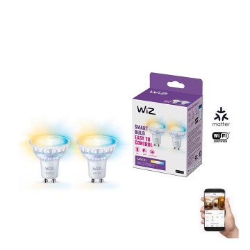 Pack de 2 lâmpadas LED dimerizáveis com sensor de movimento PAR16 GU10/4,7W/230V 2700-6500K IRC 90 Wi-Fi - WiZ