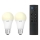 Pack de 2 lâmpadas LED reguláveis A60 E27/9W/230V/2700K Wi-Fi + controlo remoto - WiZ