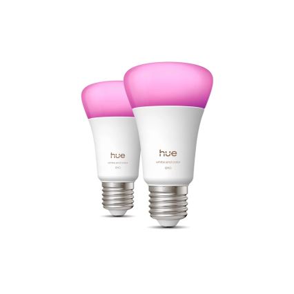 Conjunto de 2 Lâmpadas LED dimerizáveis Philips Hue WHITE AND COLOR AMBIANCE E27/6W/230V 1000-20000K