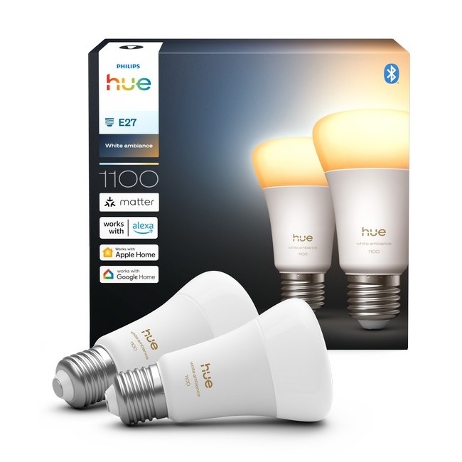 Pack de 2 lâmpadas LED reguláveis Philips Hue WHITE AMBIANCE E27/8,1W/230V 1000-20000K