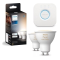 Pack de 2 lâmpadas LED reguláveis Philips Hue White Ambiance GU10/4,2W/230V 2200-6500K + Hue Bridge