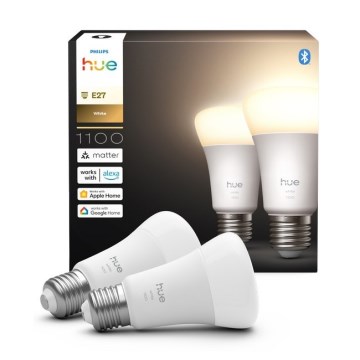 Pack de 2 lâmpadas LED reguláveis Philips Hue WHITE E27/9,5W/230V 2700K