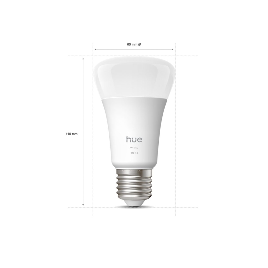 Pack de 2 lâmpadas LED reguláveis Philips Hue WHITE E27/9,5W/230V 2700K