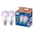 Pack de 2 lâmpadas LED RGB reguláveis Philips SMART A60 E27/8,5W/230V 2200-6500K