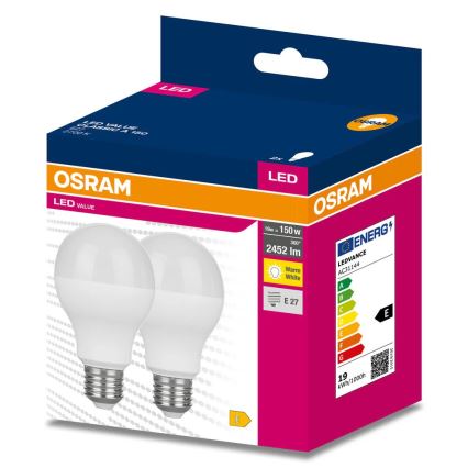 Pack de 2 lâmpadas LED VALUE CLASSIC E27/19W/230V 2700K - Osram