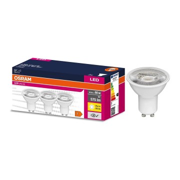 Pack de 3 lâmpadas LED refletoras PAR16 GU10 6,9W/230V 2700K 60° - Osram