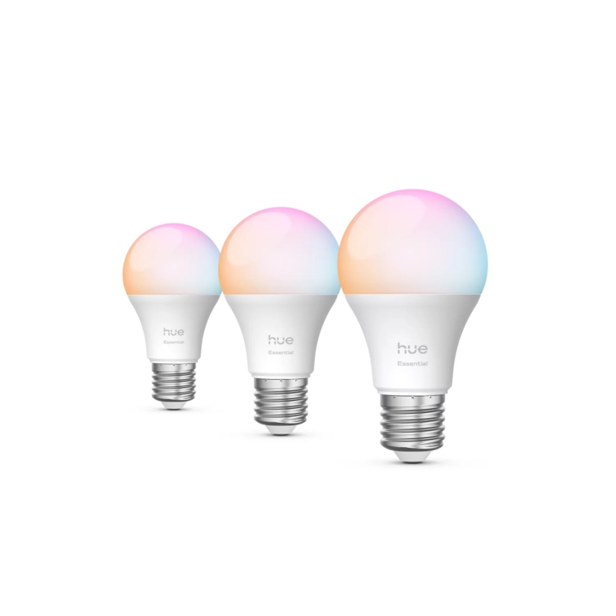 Pack de 3 lâmpadas LED reguláveis Philips Hue White and Color Ambiance Essential E27/8W/230V 2200-6500K