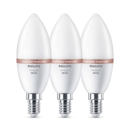 Pack de 3 lâmpadas LED RGB reguláveis Philips SMART C37 E14/4,9W/230V 2200-6500K IRC 90