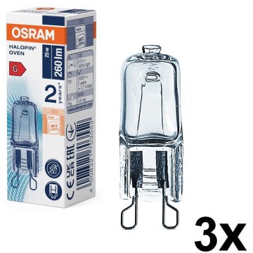Pack de 3 lâmpadas para forno HALOPIN G9/25W/230V 2700K - Osram