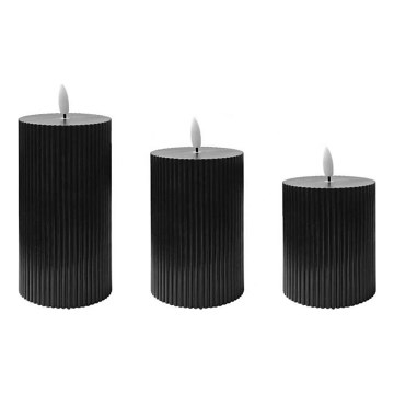 Pack de 3 velas LED BRILLO LED/2xAA, pretas, com controlo remoto