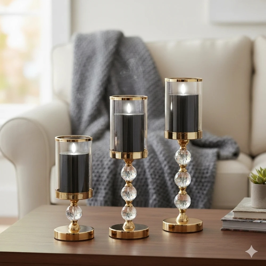 Pack de 3 velas LED BRILLO LED/2xAA, pretas, com controlo remoto