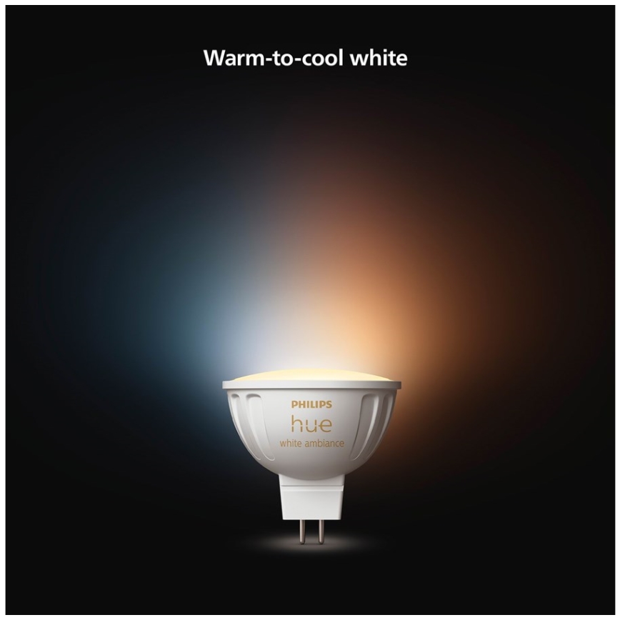 Conjunto de 4 lâmpadas LED reguláveis Philips Hue WHITE AMBIANCE GU5,3/MR16/5,1W/12V 2200-6500K