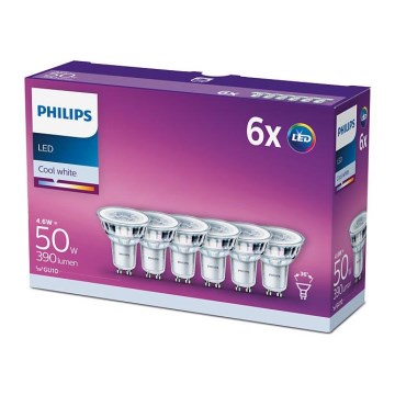 Pack de 6 lâmpadas LED Philips GU10/4,6W/230V 4000K