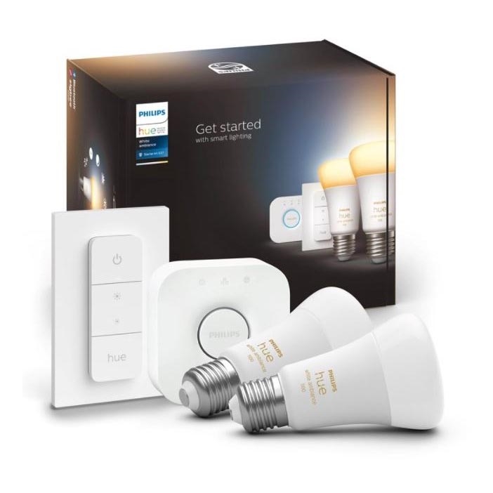 Pacote de iniciação Philips Hue WHITE AMBIANCE 2xE27/8W/230V + dispositivo de interligação