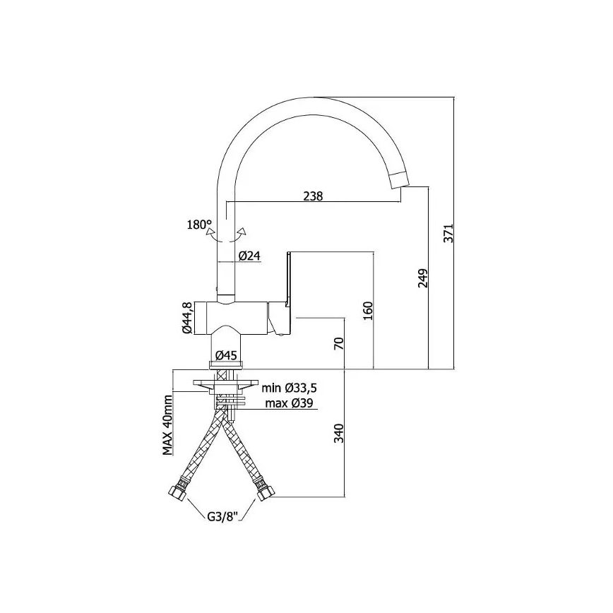 Paffoni - Bateria de cozinha RINGO cromado brilhante