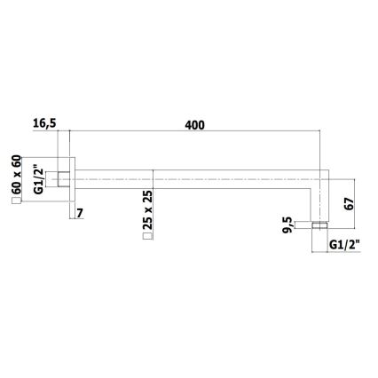 Paffoni - Braço de duche quadrado 40 cm preto