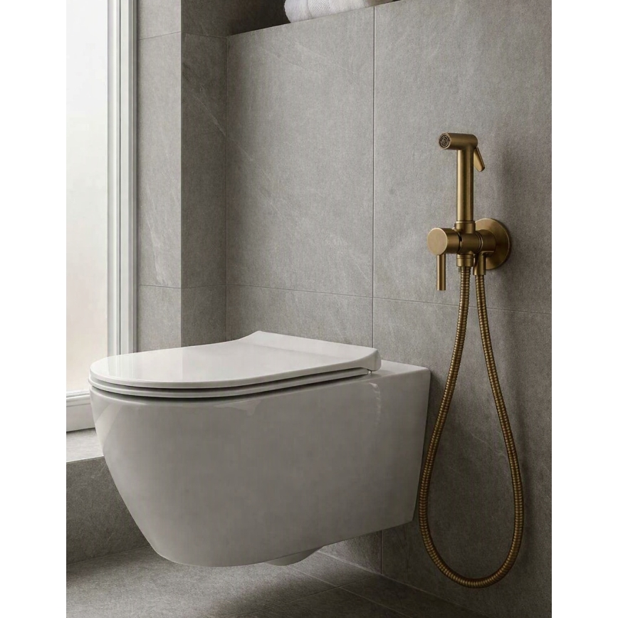 Paffoni - Conjunto de parede com ducha higiénica manual para instalação embutida RINGO WEST bronze