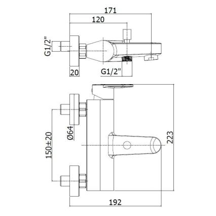 Paffoni - Conjunto para banheira com misturador CANDY, cromo brilhante