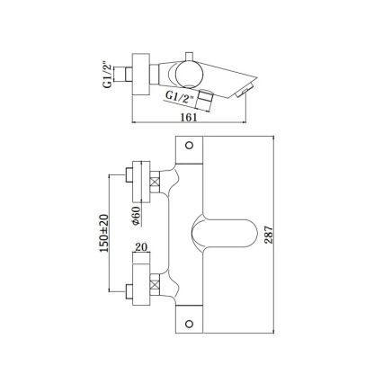 Paffoni - Conjunto para banheira LIGHT cromo brilhante