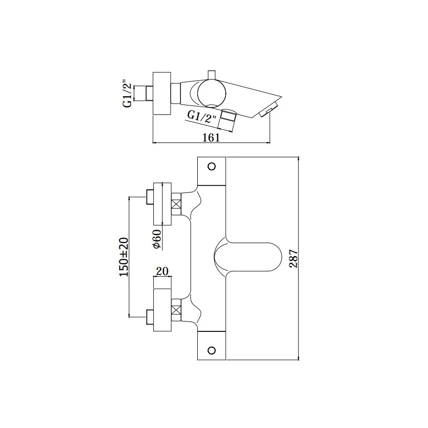 Paffoni - Conjunto para banheira LIGHT cromo brilhante