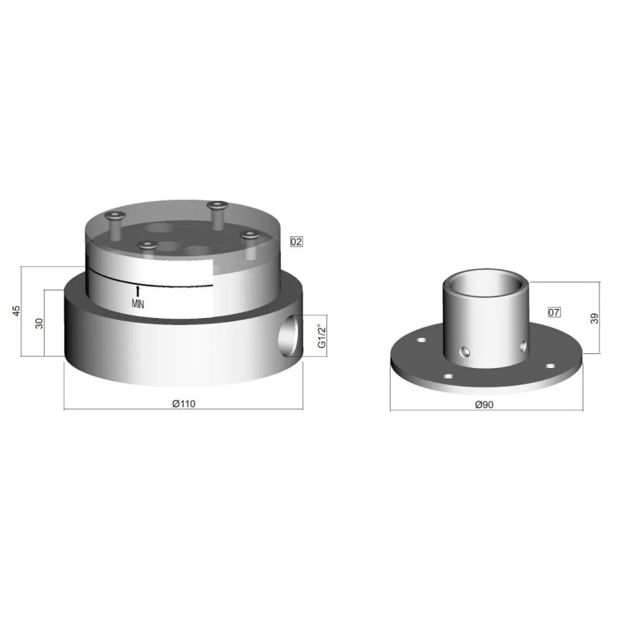 Paffoni - Corpo de montagem para misturador de banheira de piso LIGHT
