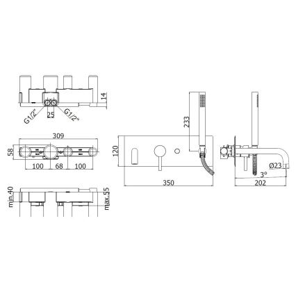Paffoni - Kit para banheira LIGHT, acabamento cromado brilhante
