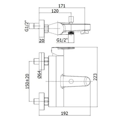 Paffoni - Misturador de banheira CANDY cromado brilhante