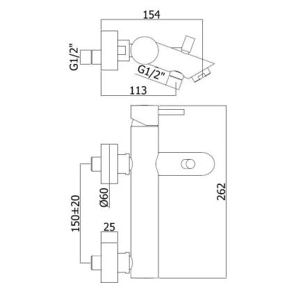 Paffoni - Misturador de banheira LIGHT cromado brilhante