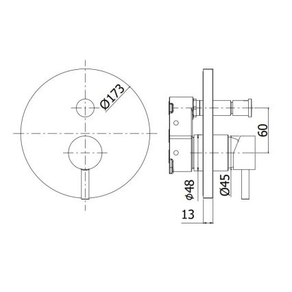 Paffoni - Misturador de duche LIGHT para instalação encastrada, cromo brilhante