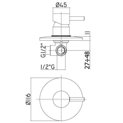 Paffoni - Misturador de duche para instalação embutida LIGHT cromo brilhante