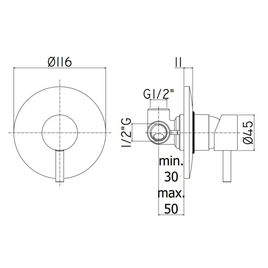 Paffoni - Misturador de duche para instalação embutida LIGHT cromo mate