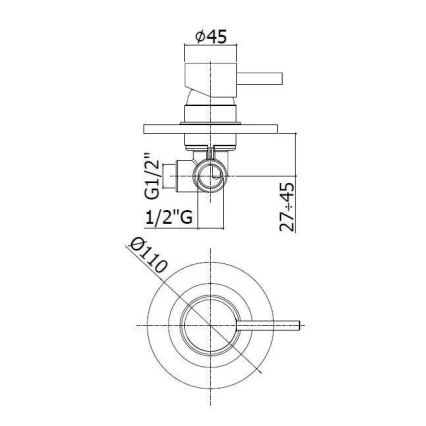 Paffoni - Misturador de duche para instalação encastrada LIGHT, cromado brilhante