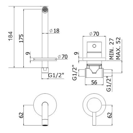 Paffoni - Misturador de lavatório encastrado LIGHT, cromado brilhante