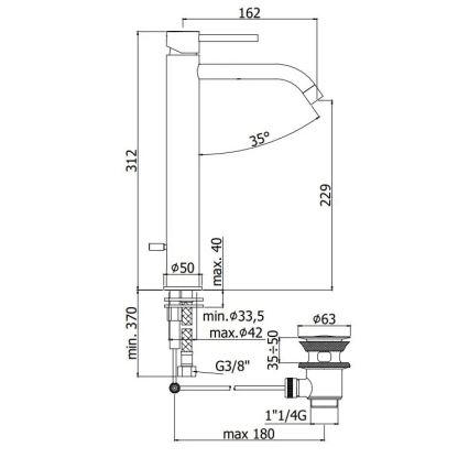 Paffoni - Misturador de lavatório + válvula LIGHT dourado escovado