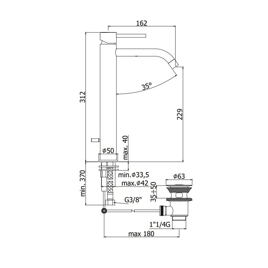 Paffoni - Misturador de lavatório + válvula LIGHT dourado escovado