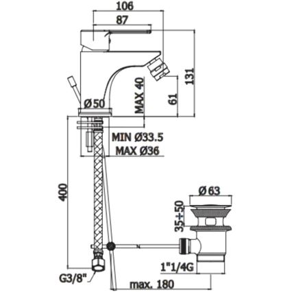 Paffoni - Misturador para bidé + válvula RED, cromado brilhante