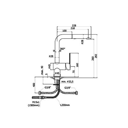 Paffoni - Misturadora de cozinha com bica extraível RINGO 29,2 cm